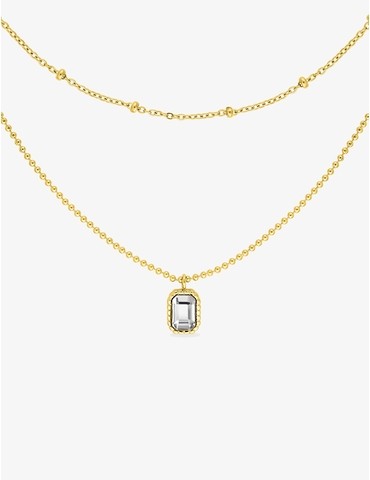 Collier acier doré double...