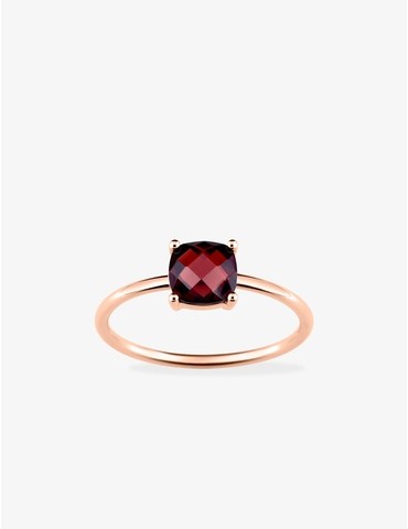 Bague or rose 750 ‰ et grenat