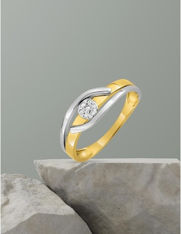 Bague solitaire bicolore or...