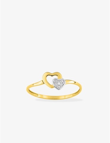 Bague cœur or jaune 375‰ et...
