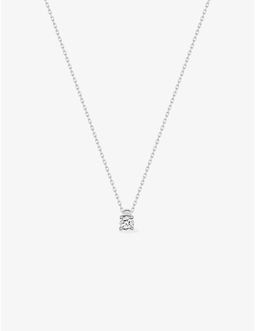 Collier solitaire or blanc...