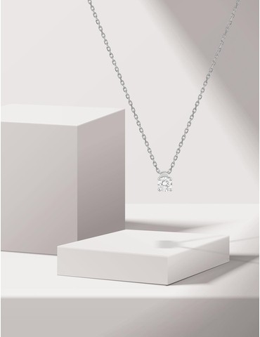 Collier solitaire or blanc...