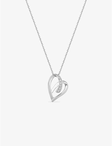 Collier cœur or blanc 375‰...