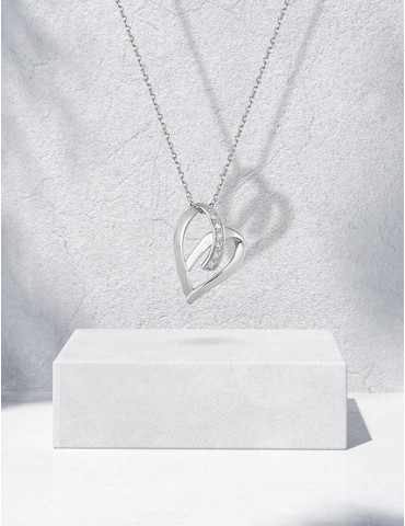 Collier cœur or blanc 375‰...