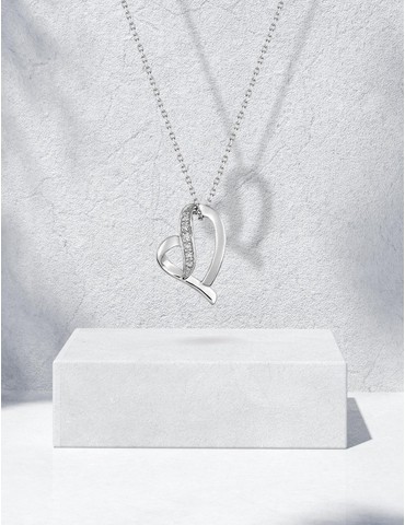 Collier cœur or blanc 375‰...