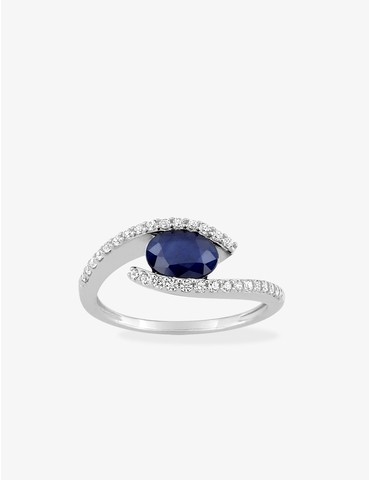 Bague or blanc 375‰, saphir...