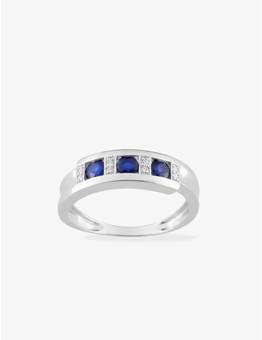 Bague or blanc 375‰, saphir...