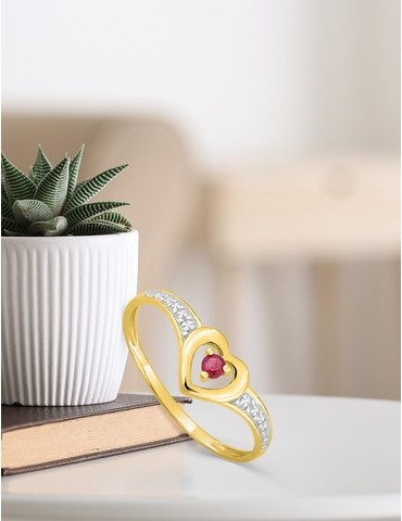 Bague cœur or jaune 375‰ et...