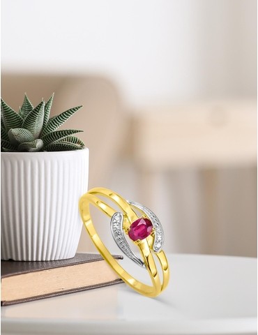 Bague or jaune 375‰ et rubis