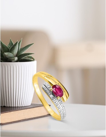 Bague or jaune 375‰ et rubis