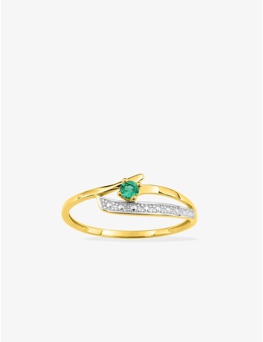 Bague émeraude or jaune 375‰