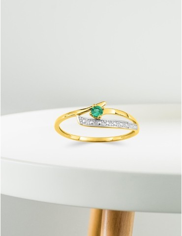 Bague émeraude or jaune 375‰