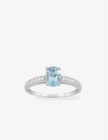 Bague or blanc 375‰, topaze...