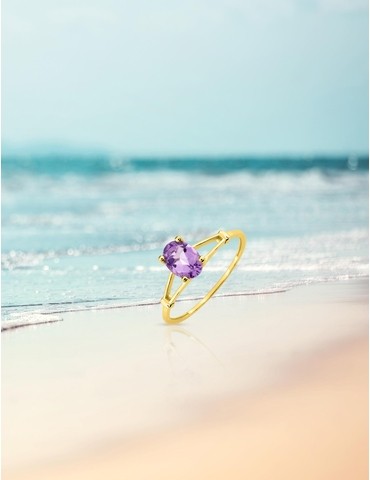 Bague or jaune 375‰, améthyste
