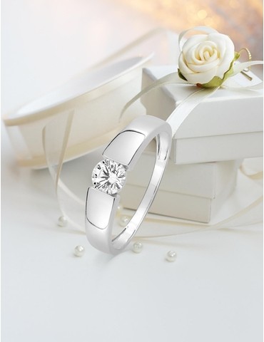 Bague solitaire or blanc...