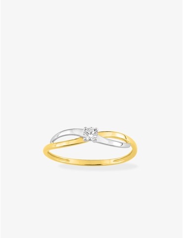 Bague solitaire bicolore...