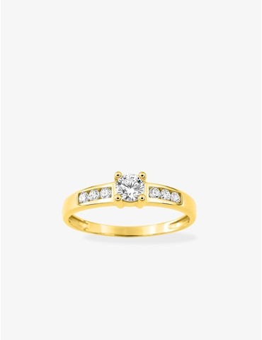 Bague solitaire accompagné...