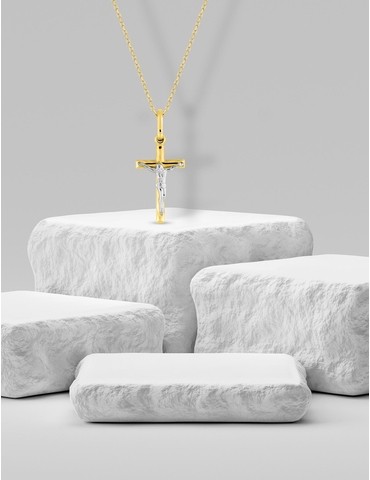Pendentif croix bicolore en...