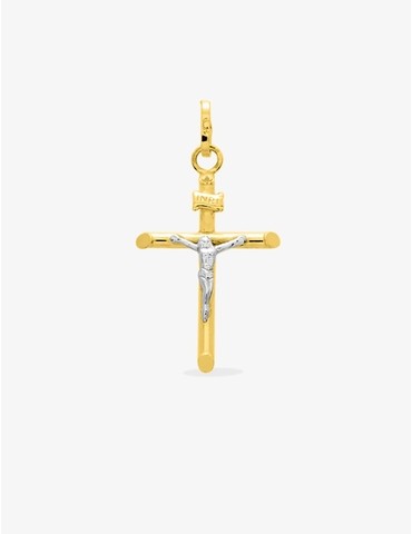Pendentif croix bicolore en...