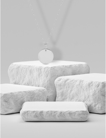 Pendentif jeton en or blanc...