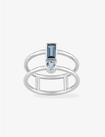 Bague or blanc 750 ‰ topaze...
