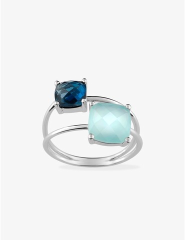 Bague or blanc 750 ‰ topaze...