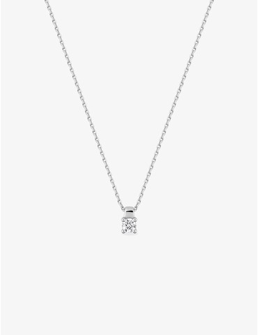 Collier solitaire or blanc...