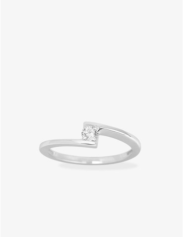 Bague solitaire or blanc...