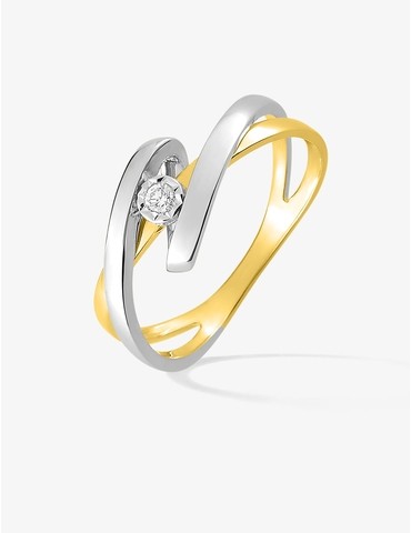 Bague solitaire bicolore or...