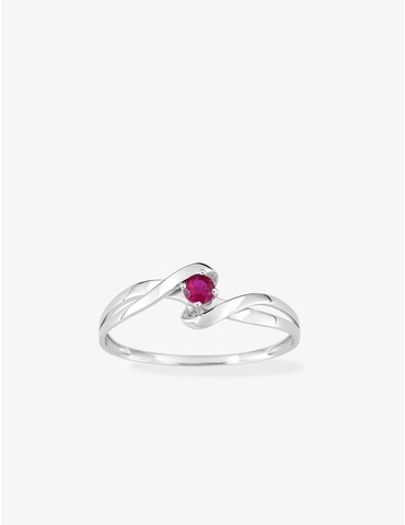 Bague or blanc 750 ‰ et rubis
