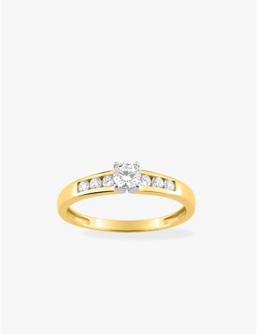 Bague solitaire accompagné...