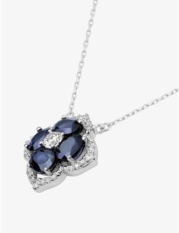 Collier fleur saphir et...