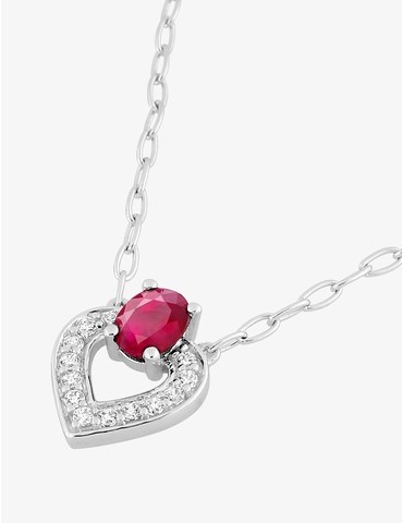 Collier or blanc 375‰ rubis...