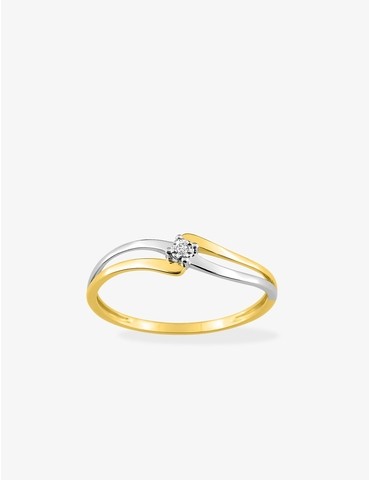 Solitaire bicolore diamant...