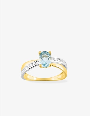 Bague topaze bleue, oxydes...