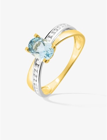 Bague topaze bleue, oxydes...