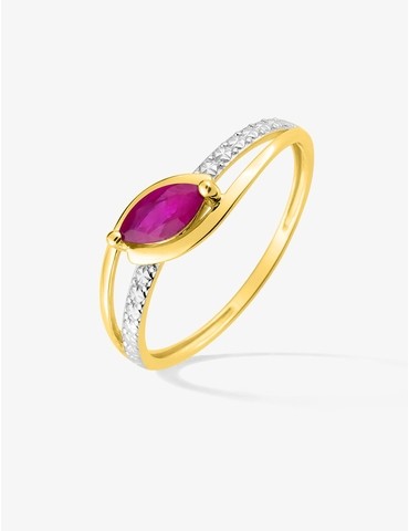 Bague rubis en or 375‰ rhodiée