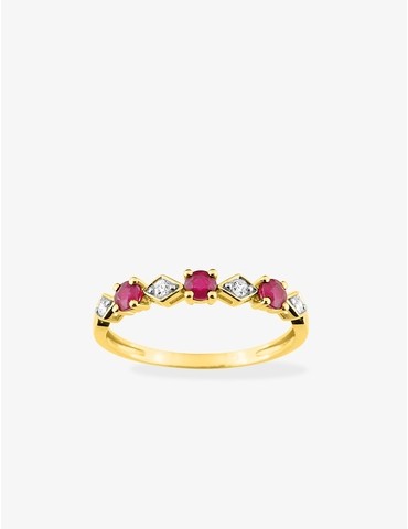 Bague or jaune 375‰, rubis...
