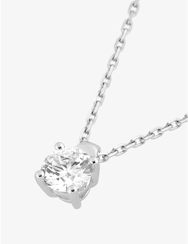 Collier solitaire or blanc...