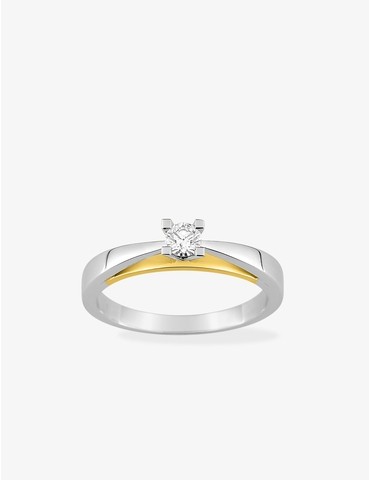 Solitaire or 750‰ bicolore...