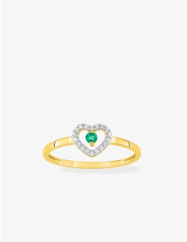 Bague cœur or jaune 375‰,...