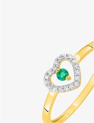 Bague cœur or jaune 375‰,...