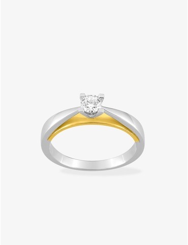 Solitaire or 750‰ bicolore...