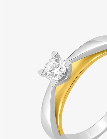 Solitaire or 750‰ bicolore...