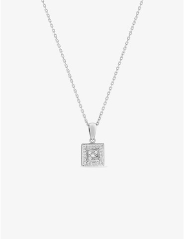 Collier carré or blanc 750‰...