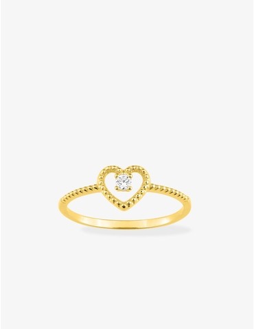 Bague cœur effet perlé or...