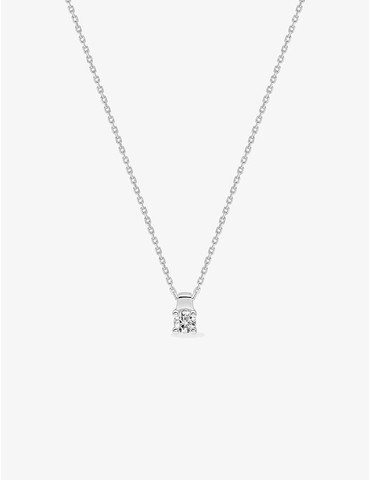 Collier solitaire or blanc...