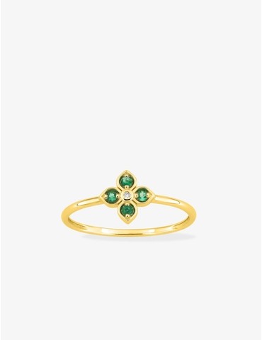 Bague fleur en or jaune...