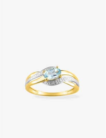 Bague or 375 ‰ et rhodium...