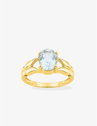 Bague or 750 ‰ aigue-marine...